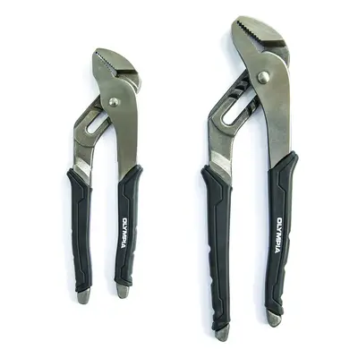 Olympia Tools Set 12Inch Tongue and Groove Pliers Straight Jaw Pliers with Cushion Grip