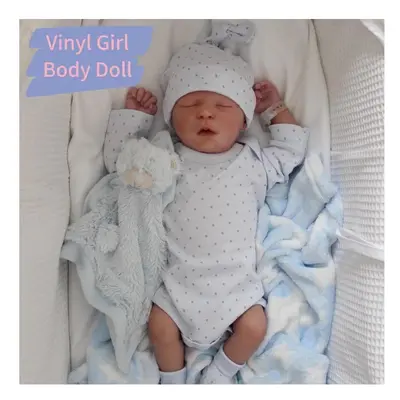 (Vinyl Girl Body Doll) 43CM Reborn Baby Doll Silicone Vinyl Cloth Preemie Doll Already Finished 