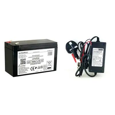 Ultramax LI10-12 12v 10Ah Lithium Iron Phosphate (LiFePO4) Battery