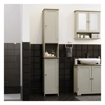 (Grey & Oak) Priano Door Tall Cabinet Bathroom Storage Unit