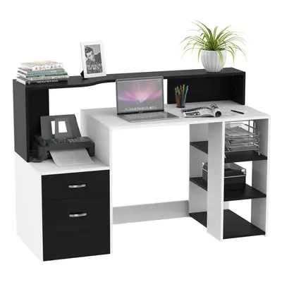 HOMCOM Multi-Storage & Workstation Desk Table Storage Shelves Home Office