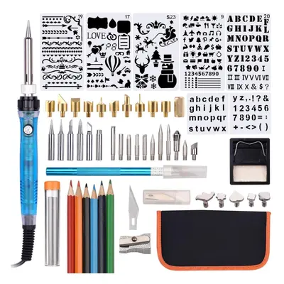 (multicolor, EU Plug) Wood Burning Tool Kit 55pcs Professional Pyrography Pen Soldering Iron Set