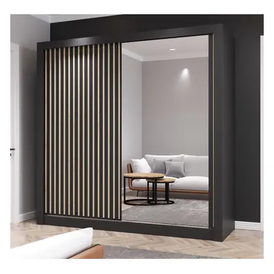 (BLACK, 203CM) FHI-kingston Modern Sliding Door Wardrobe