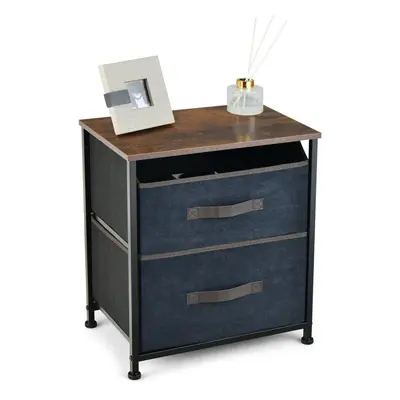 Industrial Nightstand Wood Short Dresser Bedside End Table w/ Drawers