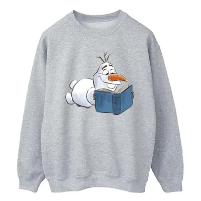 (L, Sports Grey) Disney Mens Frozen Olaf Reading Sweatshirt