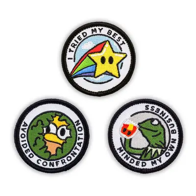 Winks For Days Adulting Merit Badge Embroidered Iron-On Patches (Funny - Set 1) - Includes Three