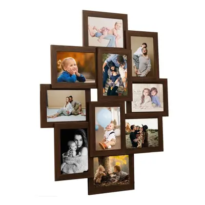 (dark brown) vidaXL Collage Photo Frame MDF for 10x(13x18 cm)/10x(10x15 cm) Multi Colours