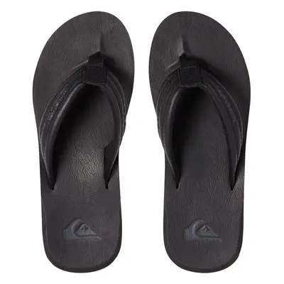 (13 UK, Black) Quiksilver Mens Carver Nubuck Faux Leather Thongs Sandals Flip Flops