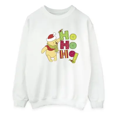 (XL, White) Disney Mens Winnie The Pooh Ho Ho Ho Scarf Sweatshirt