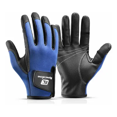 (Blue, L) Touch Screen Fishing Gloves Thick Warm Antiskid Men Women Winter Outdoor Sports Guante