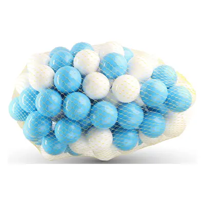 (Blue / White, PC) Soft Plastic Mini Play Balls for babies and toddlers