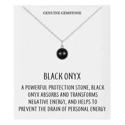 Black Onyx Necklace with Quote Card