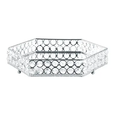 Mirrored Decorative Tray Hexagonal Silver VATAN