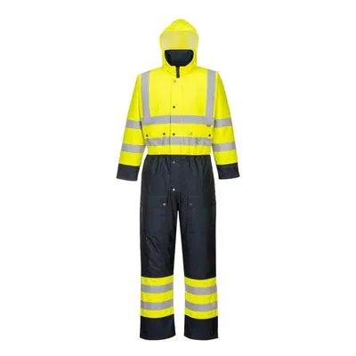 (7XL, Yellow/Navy) Portwest Unisex Adult Contrast Hi-Vis Winter Overalls