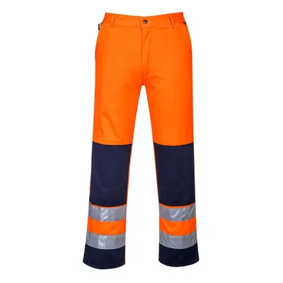 (M R, Orange/Navy) Portwest Mens Seville Contrast Hi-Vis Safety Work Trousers