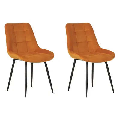 Set of Dining Chairs MELROSE Velvet Orange