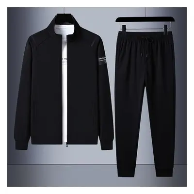 (black, L) Men Autumn Spring Tracksuit Two Piece Sets Casual Jackets+trousers Sweatsuit Male Jog