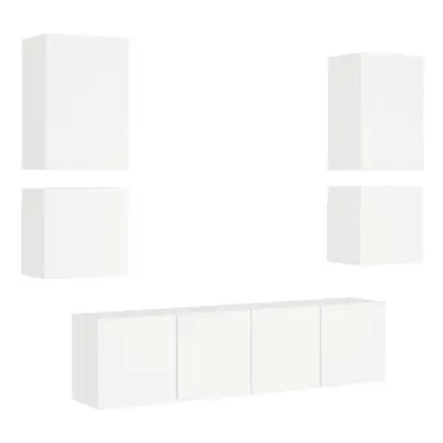 (white) vidaXL TV Wall Units Piece Floating TV Wall Unit TV Stand Engineered Wood