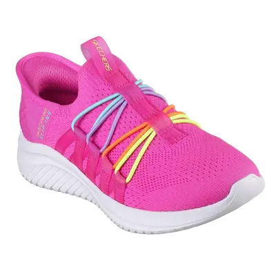 (2 UK, Hot Pink/Multicoloured) Skechers Girls Ultra Flex 3.0 Bungee Fun Trainers