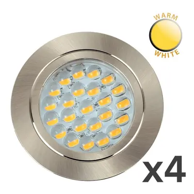 Pack of - Modern Brushed Chrome 12V LED Caravan/Boat/Cabin Downlights [2700K Warm White]