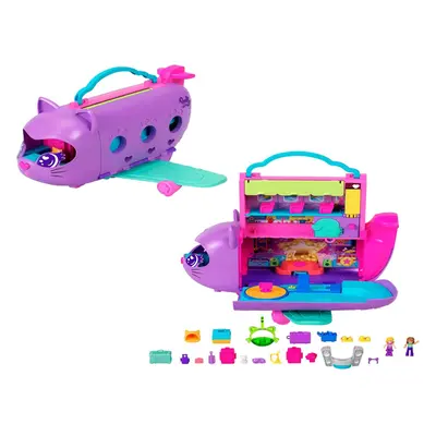 Polly Pocket Dolls and Playset, Kitty Airways Airplane, Travel Toy with Micro Dolls and Pet, Spi