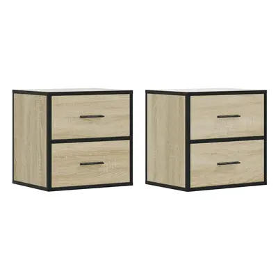 (sonoma oak, pcs) vidaXL Wall-mounted Bedside Cabinets pcs Sonoma Oak 40x31x39.5 cm cabinet