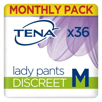 TENA Lady Pants Discreet, Medium, for Moderate Bladder Weakness, Monthly Pack of Incontinence Pa