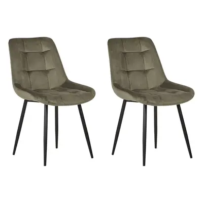 Set of Dining Chairs MELROSE Velvet Olive Green