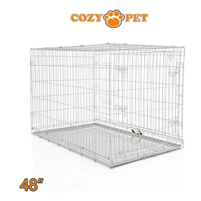 Dog Cage 48'' Grey by Cozy Pet Puppy Crate Pen Metal Cage DC48G