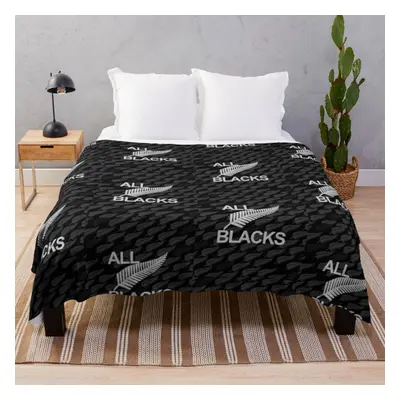 Fleece Throw Blanket All Blacks Rugby Silver Fern design for Sofa Couch Kids x Inches