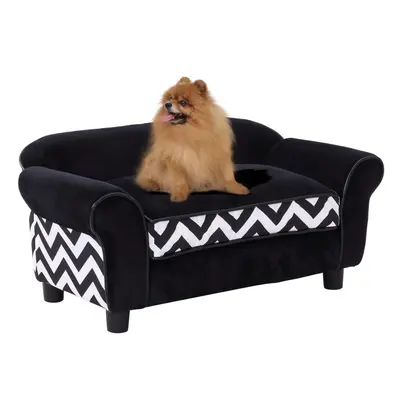 PawHut Dog Sofa Cat Couch Bed for Dogs w/ Removable Sponge Cushion - Black