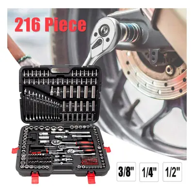 216pc Socket Set Screwdriver Bits Ratchet Torx 1/2'' 1/4'' 3/8''