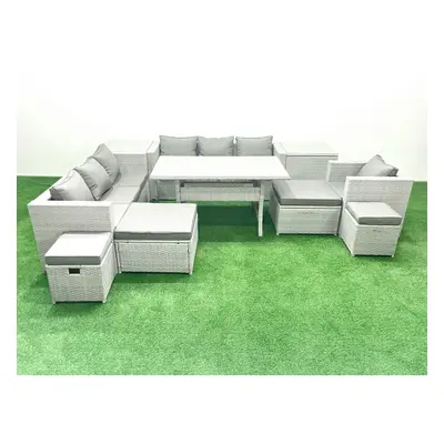 Fimous Rattan Garden Furniture Dining Set Seater Lounge Sofa Chair Dining Table Set with Footsto