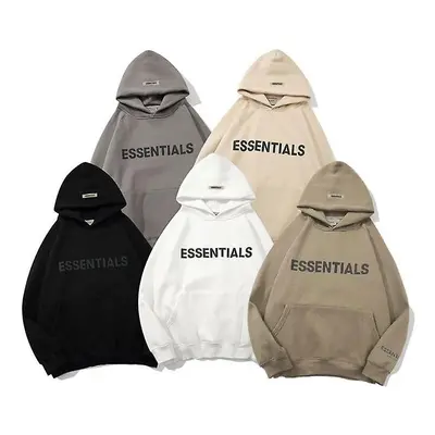 (Black, XL) Fear Of God Essentials Hoodie Fog Coat Sweater