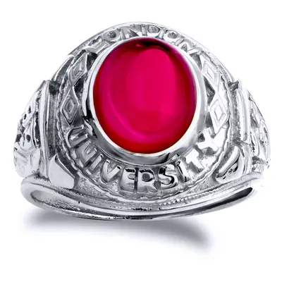 (X) Jewelco London Silver Red Stone College Ring - ARN170