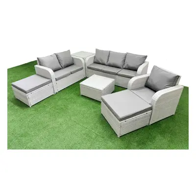 Fimous Patio PE Wicker Seater Outdoor Rattan Furniture Sofa Sets with Reclining Chair Loveseat S