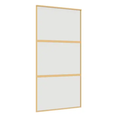 vidaXL Sliding Door Interior Barn Door Gold Frosted ESG Glass and Aluminium