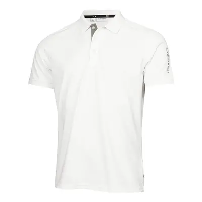 (L, White) Calvin Klein Mens Club Golf Lightweight Breathable Wicking Polo Shirt