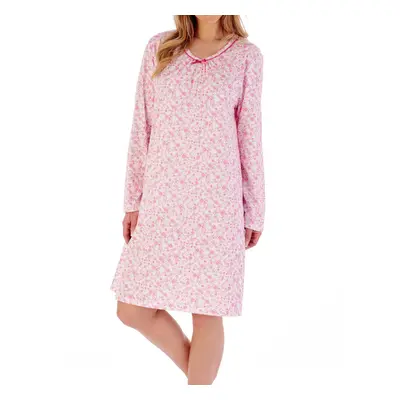 (Pink, 16/18) Slenderella ND02100 Women's Ditsy Print Long Cotton Nightdress