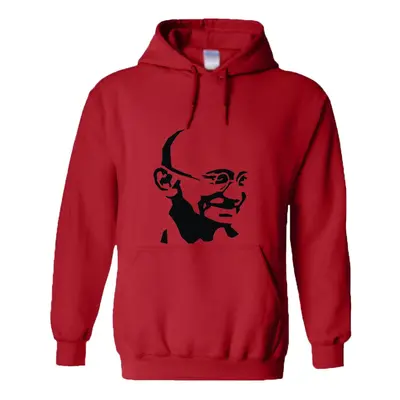 (L) Mahatma Gandhi Indian Hero Mens Red Hoodie Basic Hooded Sweat Sweater