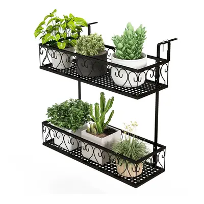 Tier Flower Pot Holder Hanging Railing Flower Rack Plant Container