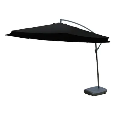 (Black Parasol With Base) KCT 3.5m Garden Cantilever Parasol and Base