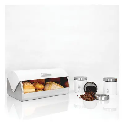 (Silkwhite-White) SQ Professional Dainty 4pc Bread Bin-Canisters Set