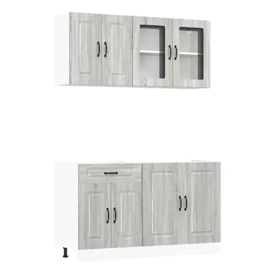 (grey sonoma) vidaXL Piece Kitchen Cabinet Set Kalmar Black Engineered Wood