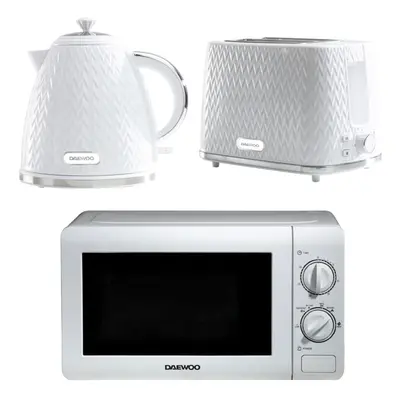 Daewoo Argyle Kettle Toaster and Microwave Set 800W 20L, Slice, Jug White