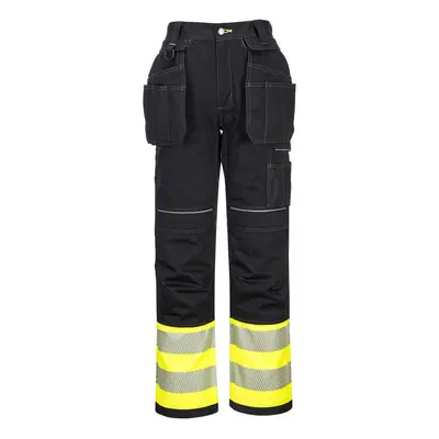 (33R, Yellow/Black) Portwest Mens PW3 Hi-Vis Holster Pocket Trousers