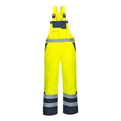 (XXL, Yellow) Portwest Mens Contrast High-Vis Winter Bib And Brace Overall