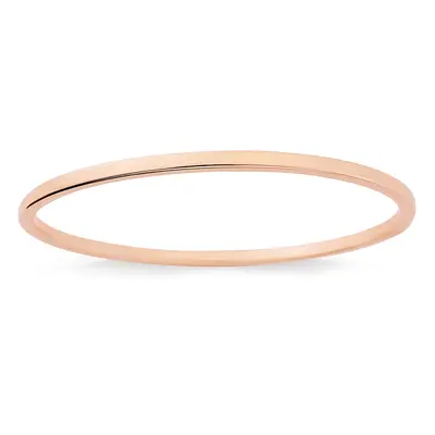 Jewelco London Ladies 9ct Pink Rose Gold 2.5mm Square Tube Oval Bangle Bracelet - BNNR02388