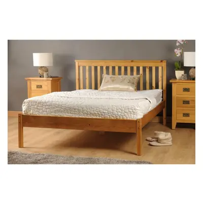 (3ft Single, Caramel) Riga Wooden Bed Frame with Lucy Mattress