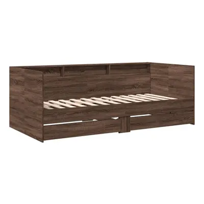 (brown oak, x cm) vidaXL Daybed with Drawers Sofa Bed Guest Bed Black 100x200 cm Engineered Wood